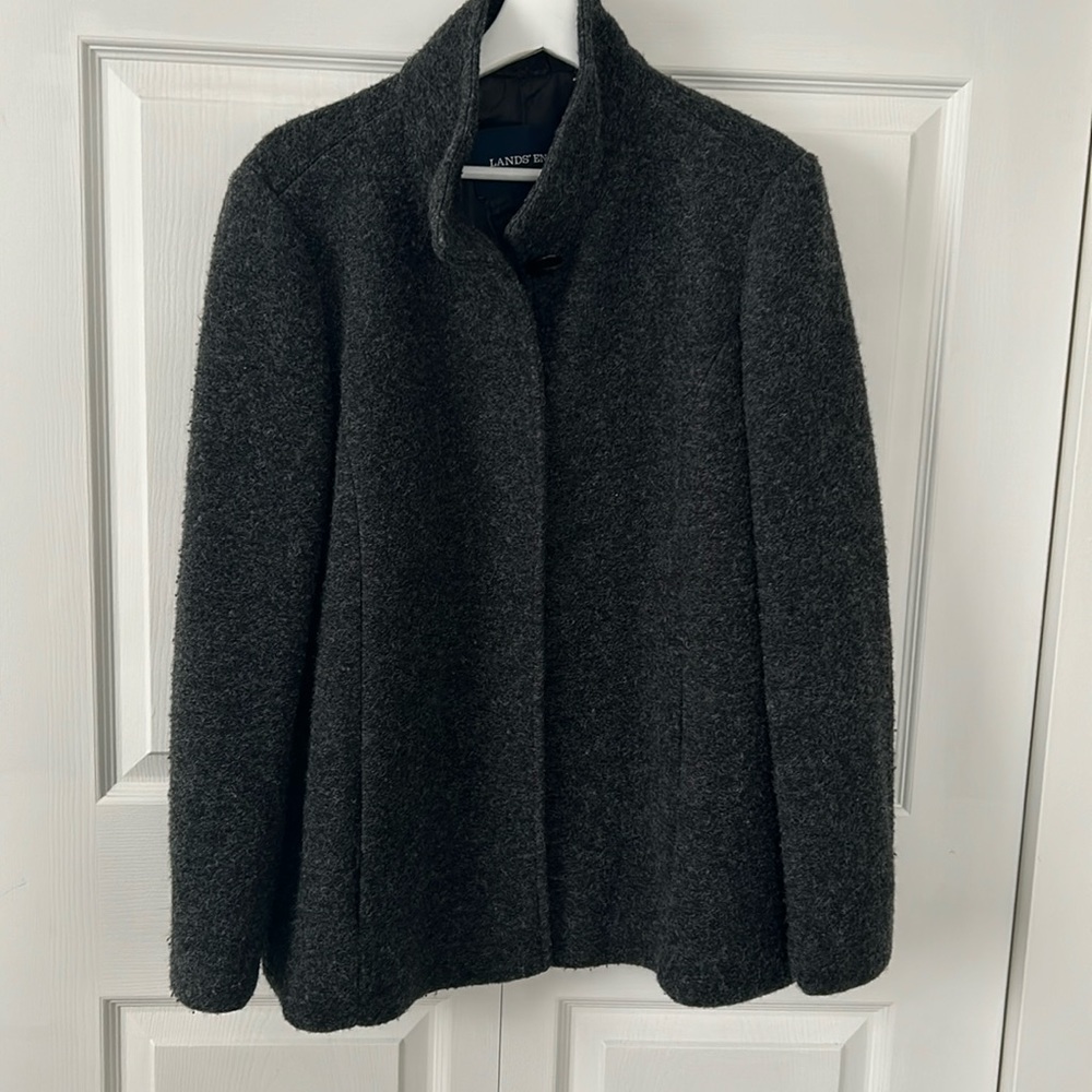 Lands End gray wool coat.